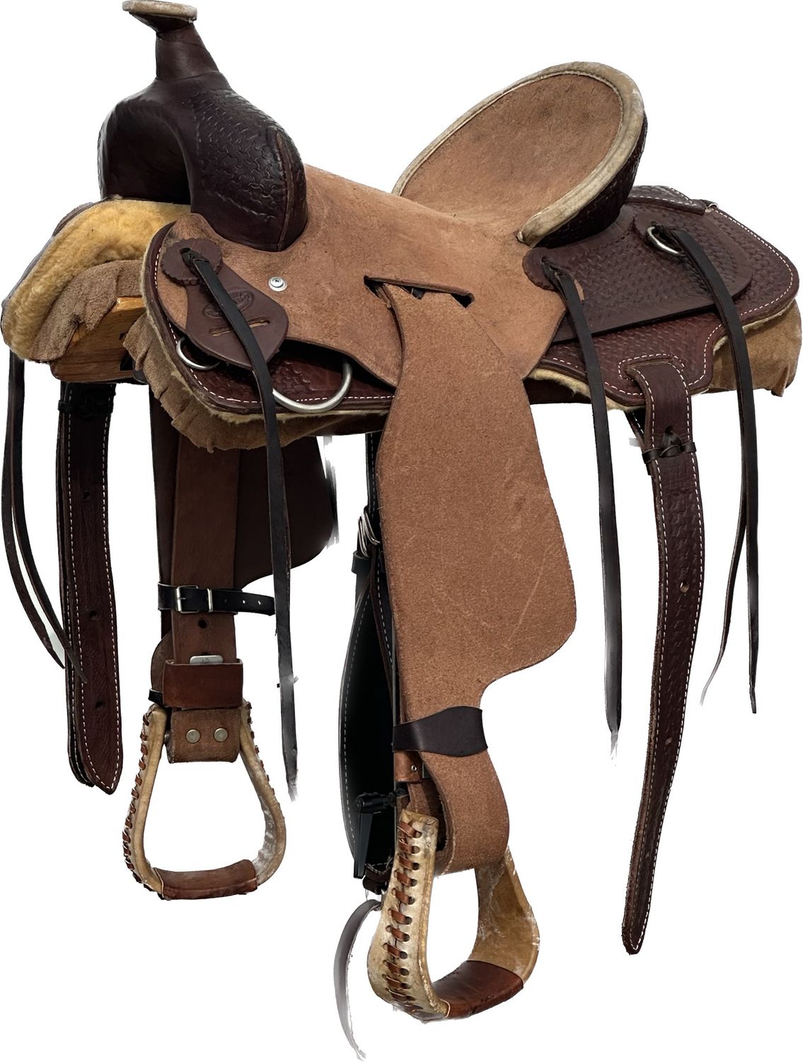 Heart O Texas Kid’s Saddle with a 14- inch Light Rough Out Seat in Dark Oil Finish 050125