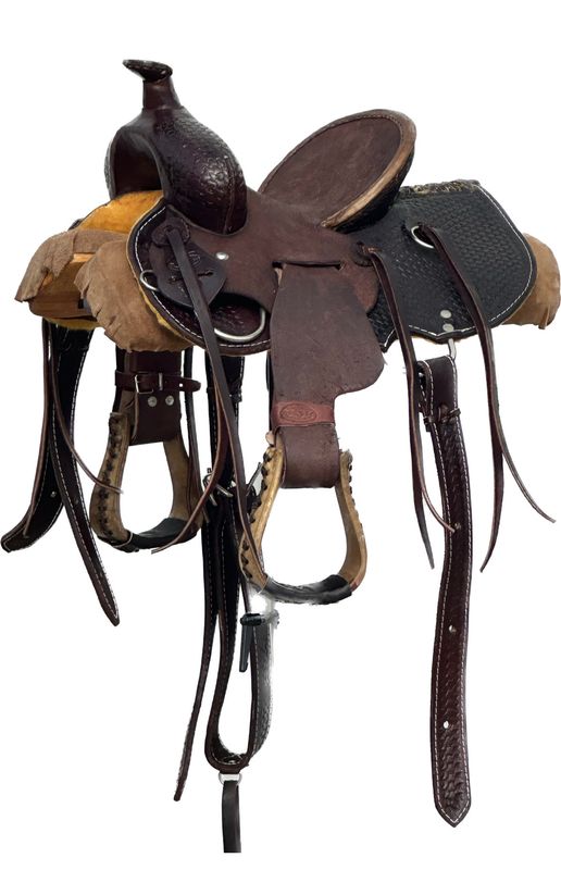 Heart O Texas Kid’s Saddle with a 10- inch Rough Out Seat in Dark Finish