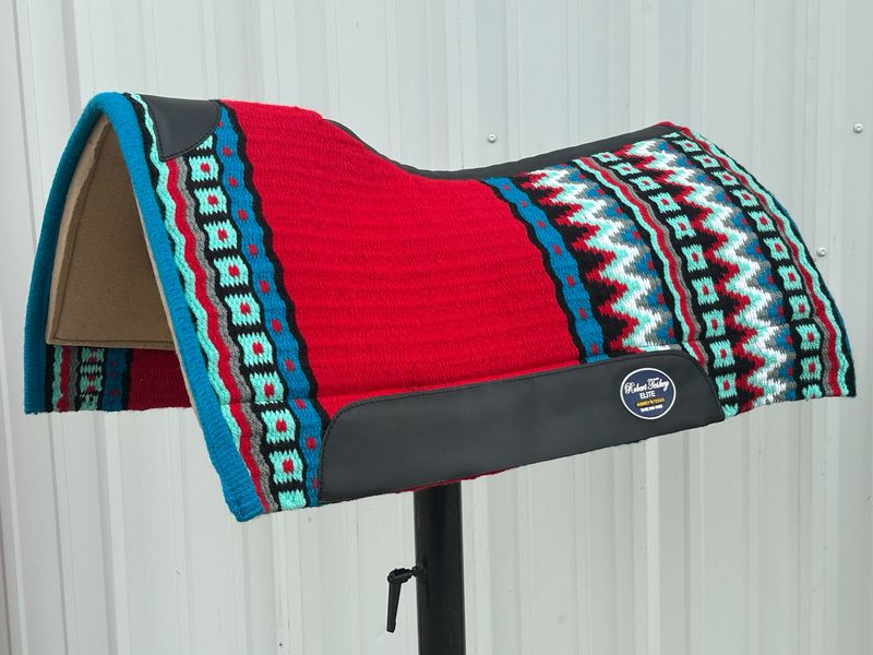 Robert Teskey Elite Wool Top Contoured 1” Memory Felt Bottom Saddle Pad 34”x36” Red