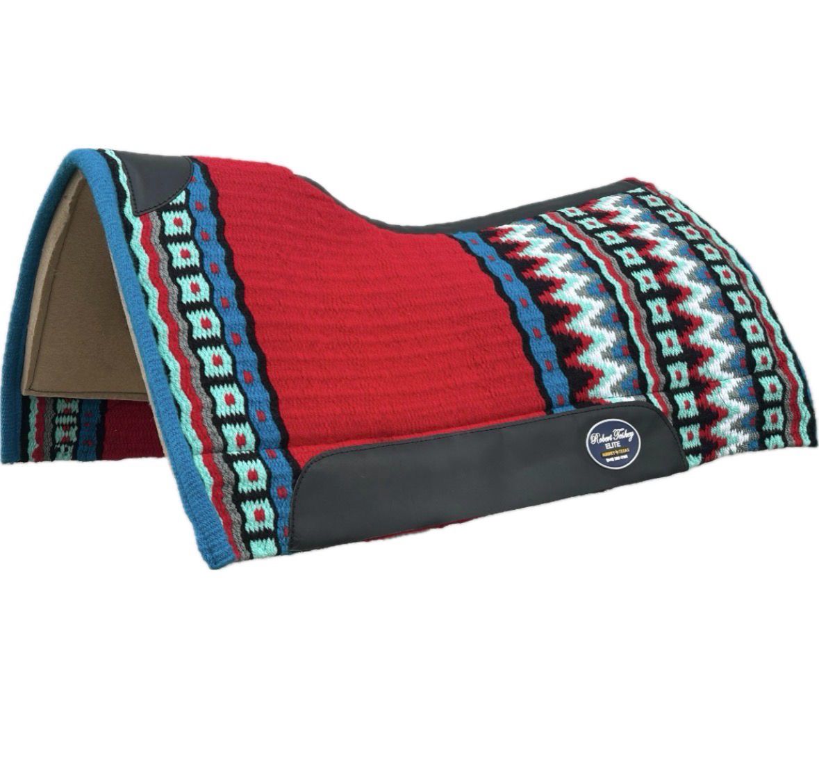 Robert Teskey Elite Wool Top Contoured 1” Memory Felt Bottom Saddle Pad 34”x36” Red