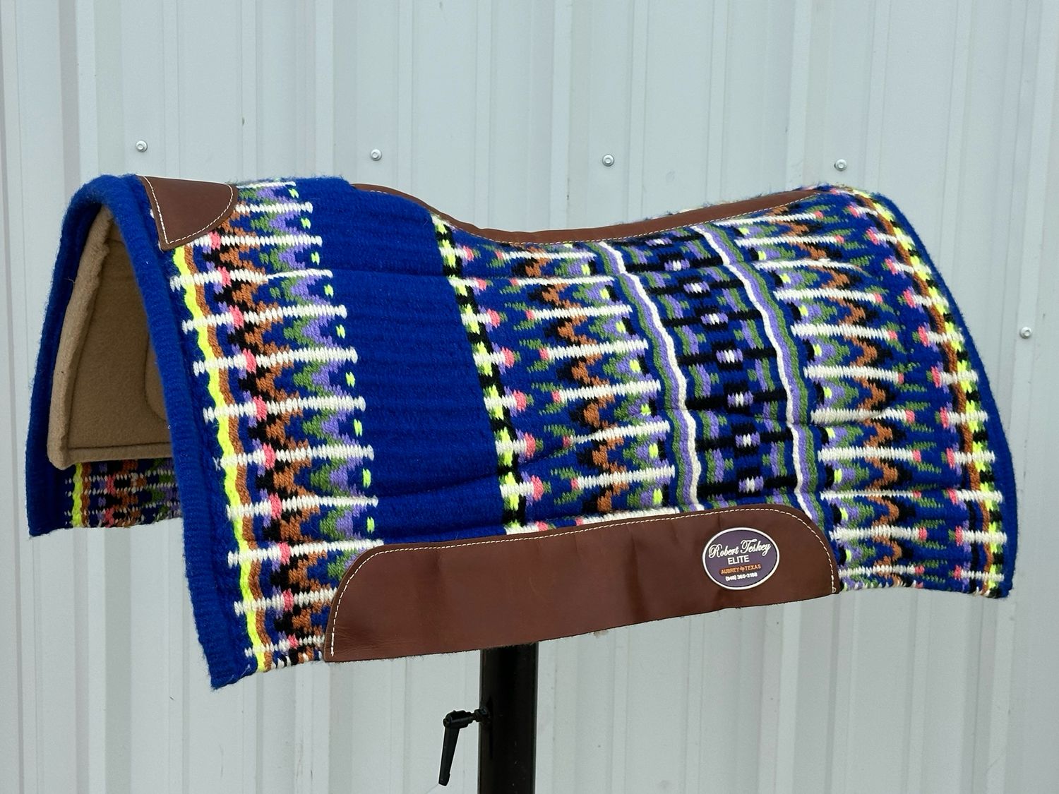 Robert Teskey Elite Wool Top Contoured 1” Memory Felt Bottom Saddle Pad 34”x36” Blue