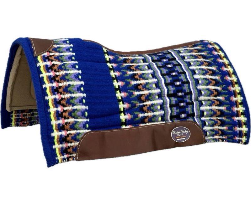 Robert Teskey Elite Wool Top Contoured 1” Memory Felt Bottom Saddle Pad 34”x36” Blue