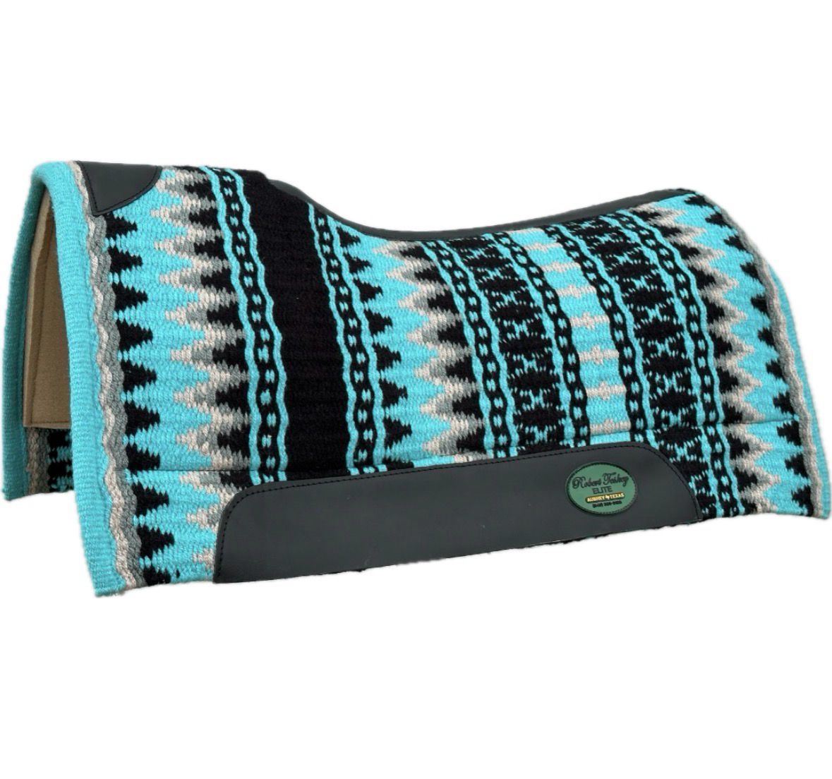Robert Teskey Elite Wool Top Contoured 1” Memory Felt Bottom Saddle Pad 34”x36” Turqoise