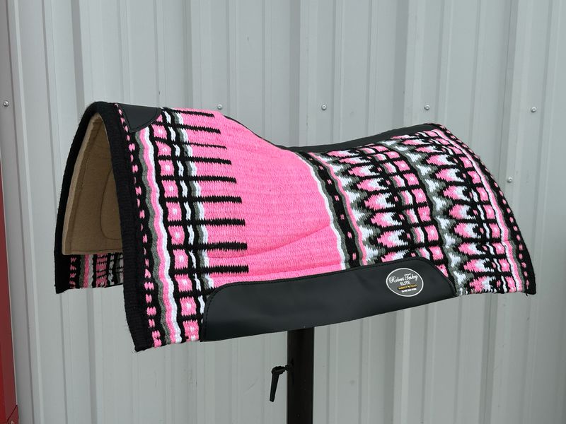Robert Teskey Elite Wool Top Contoured 1” Memory Felt Bottom Saddle Pad 34”x36” Neon Pink