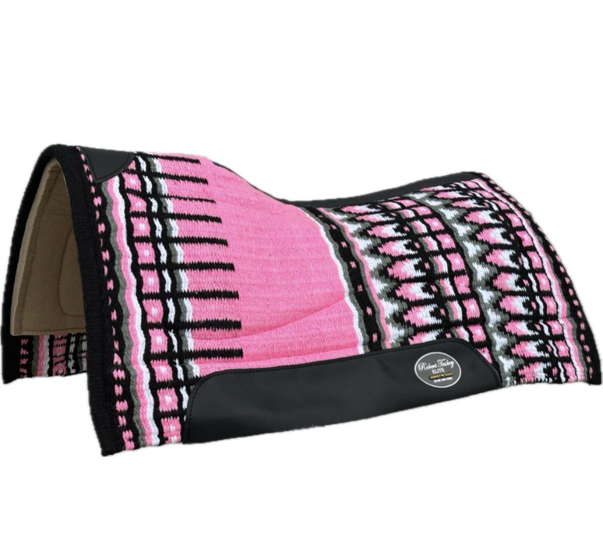 Robert Teskey Elite Wool Top Contoured 1” Memory Felt Bottom Saddle Pad 34”x36” Neon Pink