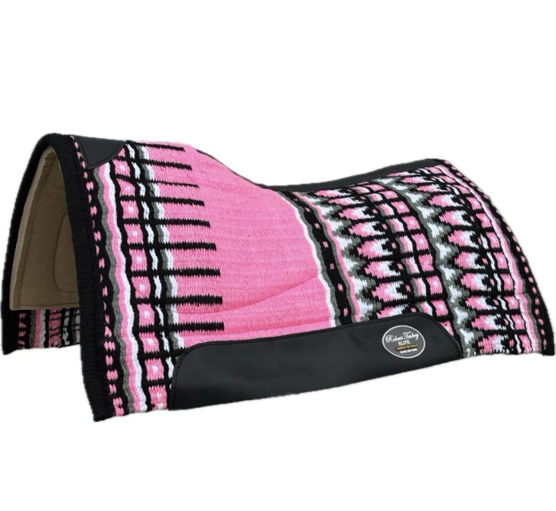 Robert Teskey Elite Wool Top Contoured 1” Memory Felt Bottom Saddle Pad 34”x36” Neon Pink