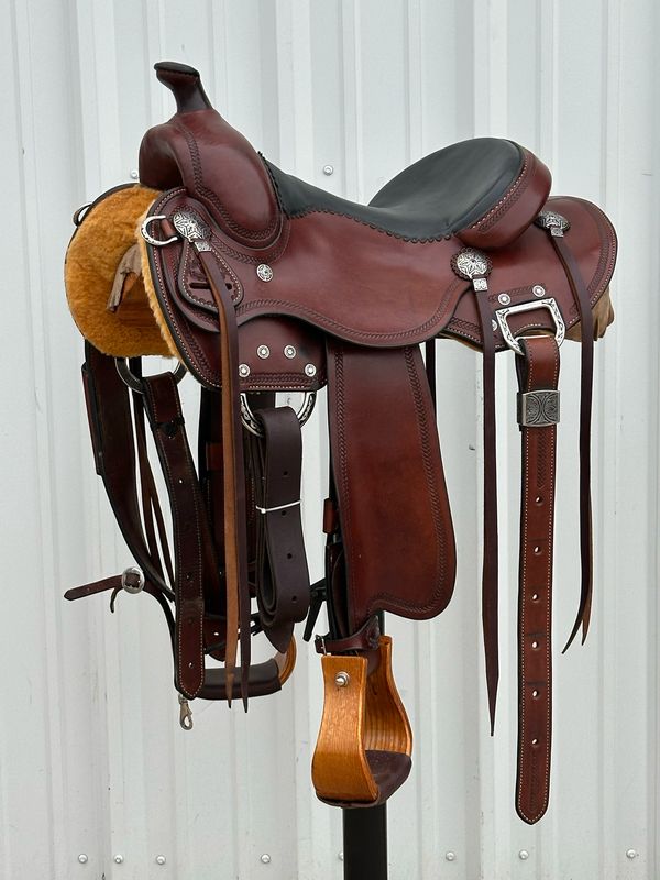 Mike Corcoran Maker Custom Trail Saddle with a 14 1/2” Padded Gel Seat Custom Jeremiah Watt Hardware
