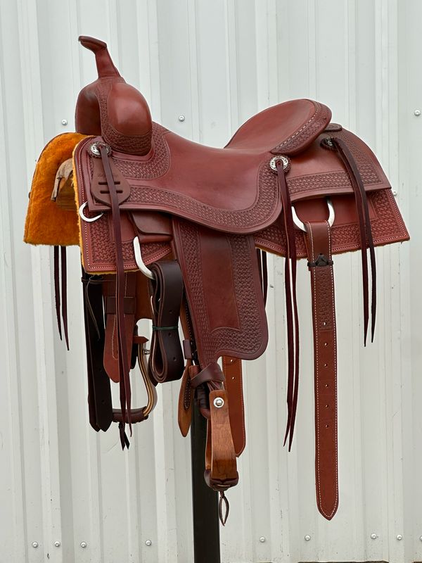 Robert Teskey Elite Cutting Horse Saddle with a 16- inch Slick Out Seat BW Tree Wide BW Border
