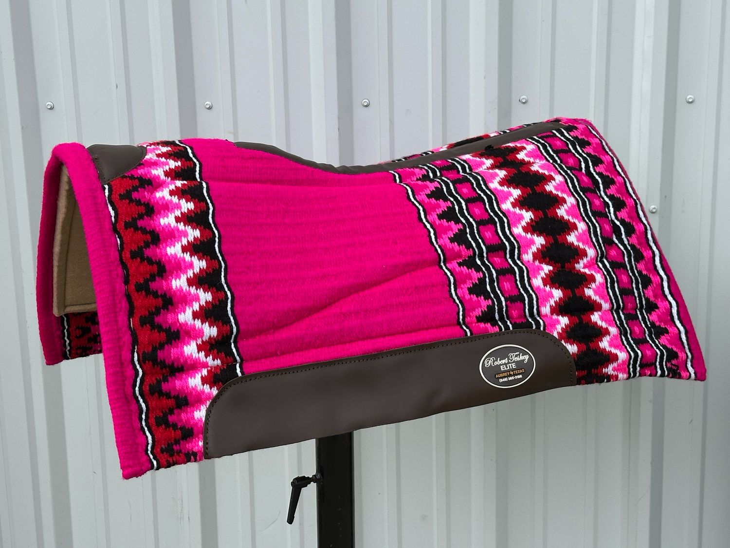 Robert Teskey Elite Wool Top Contoured 1” Memory Felt Bottom Saddle Pad 34”x36” Dark Pink