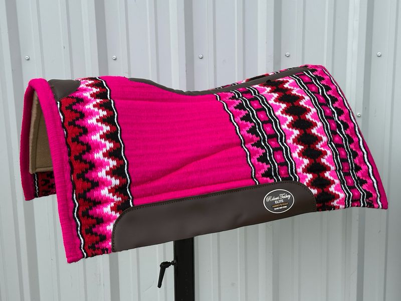 Robert Teskey Elite Wool Top Contoured 1” Memory Felt Bottom Saddle Pad 34”x36” Dark Pink