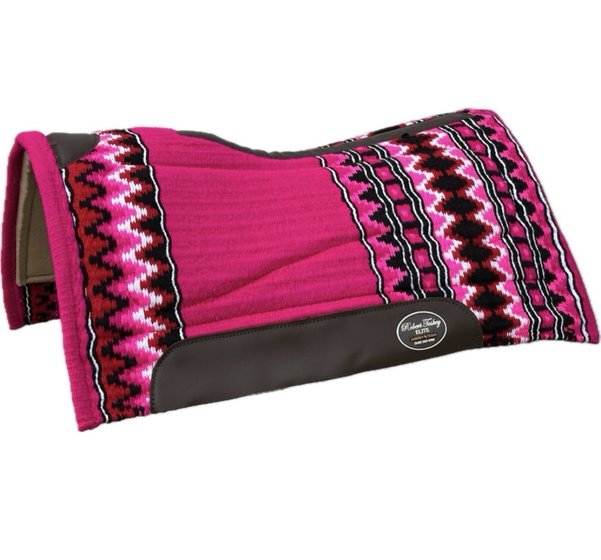 Robert Teskey Elite Wool Top Contoured 1” Memory Felt Bottom Saddle Pad 34”x36” Dark Pink