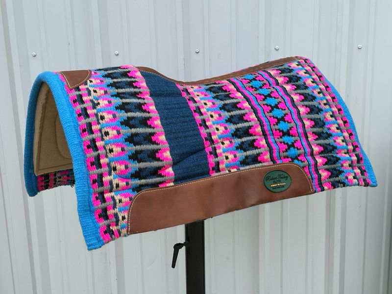 Robert Teskey Elite Wool Top Contoured 1” Memory Felt Bottom Saddle Pad 34”x36” Navy Blue