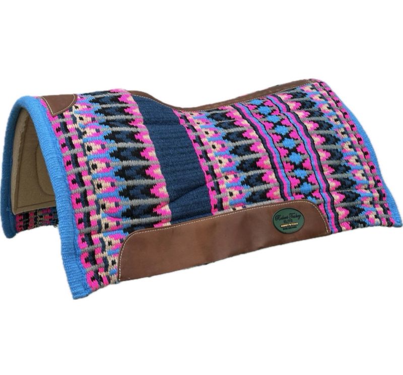 Robert Teskey Elite Wool Top Contoured 1” Memory Felt Bottom Saddle Pad 34”x36” Navy Blue