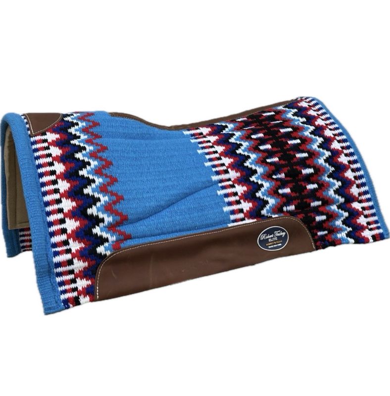 Robert Teskey Elite Wool Top Contoured 1” Memory Felt Bottom Saddle Pad 34”x36” Bright Blue