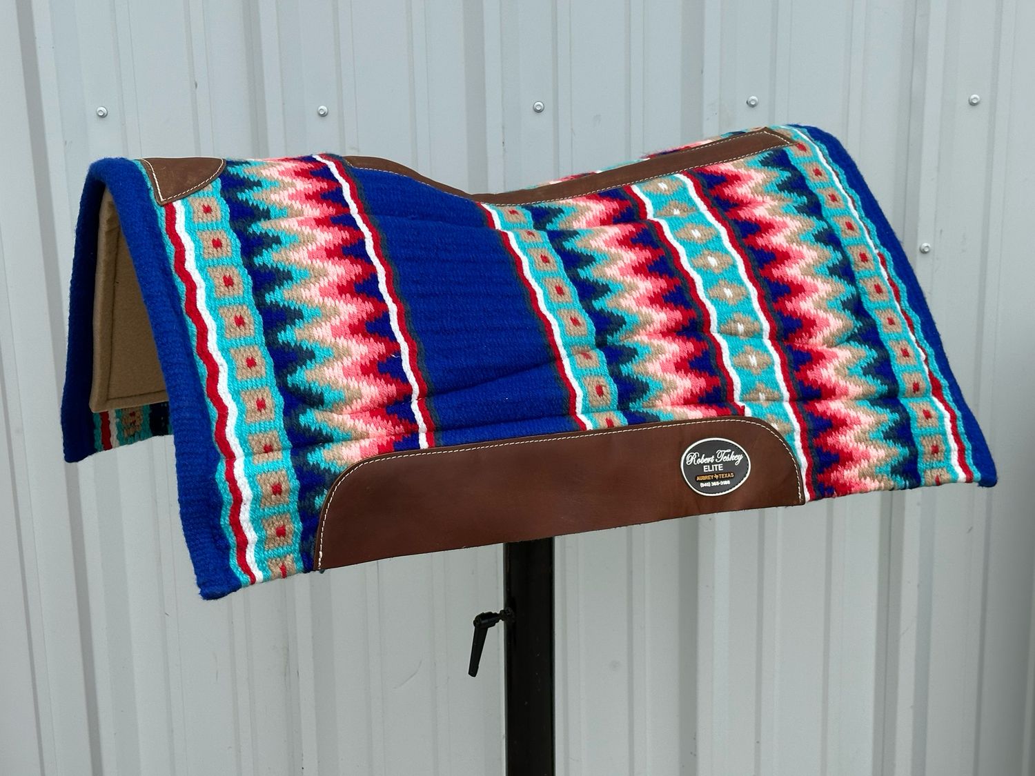 Robert Teskey Elite Wool Top Contoured 1” Memory Felt Bottom Saddle Pad 34”x36” Royal Blue