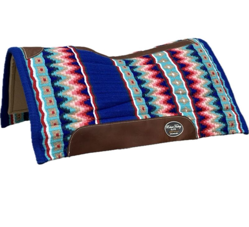 Robert Teskey Elite Wool Top Contoured 1” Memory Felt Bottom Saddle Pad 34”x36” Royal Blue