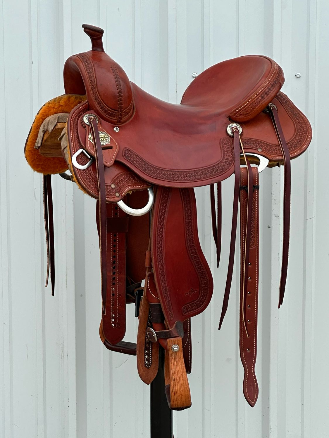 Stuart Rybak Cow Horse Saddle with a 16- inch Slick Out Seat with Tooled Border