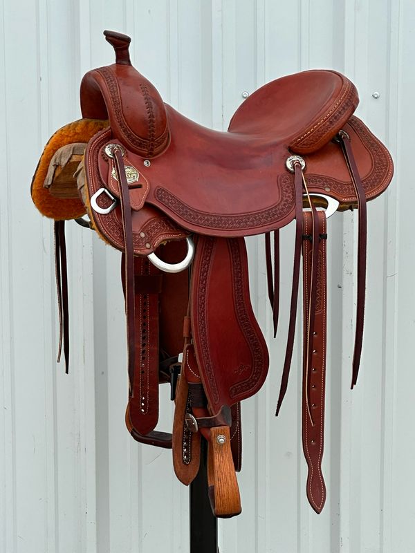 Stuart Rybak Cow Horse Saddle with a 16- inch Slick Out Seat with Tooled Border