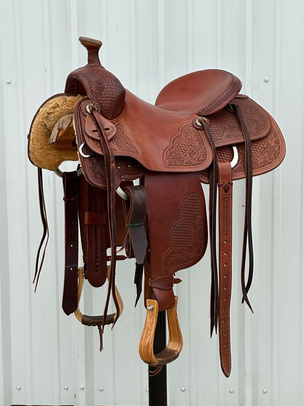 Stuart Rybak Roping Saddle with a 15 1/2- inch Slick Out Out Seat