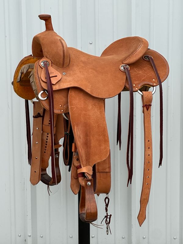 Robert Teskey Elite Ranch Cutting Saddle with a 16- inch Rough Out Seat Double Stitch