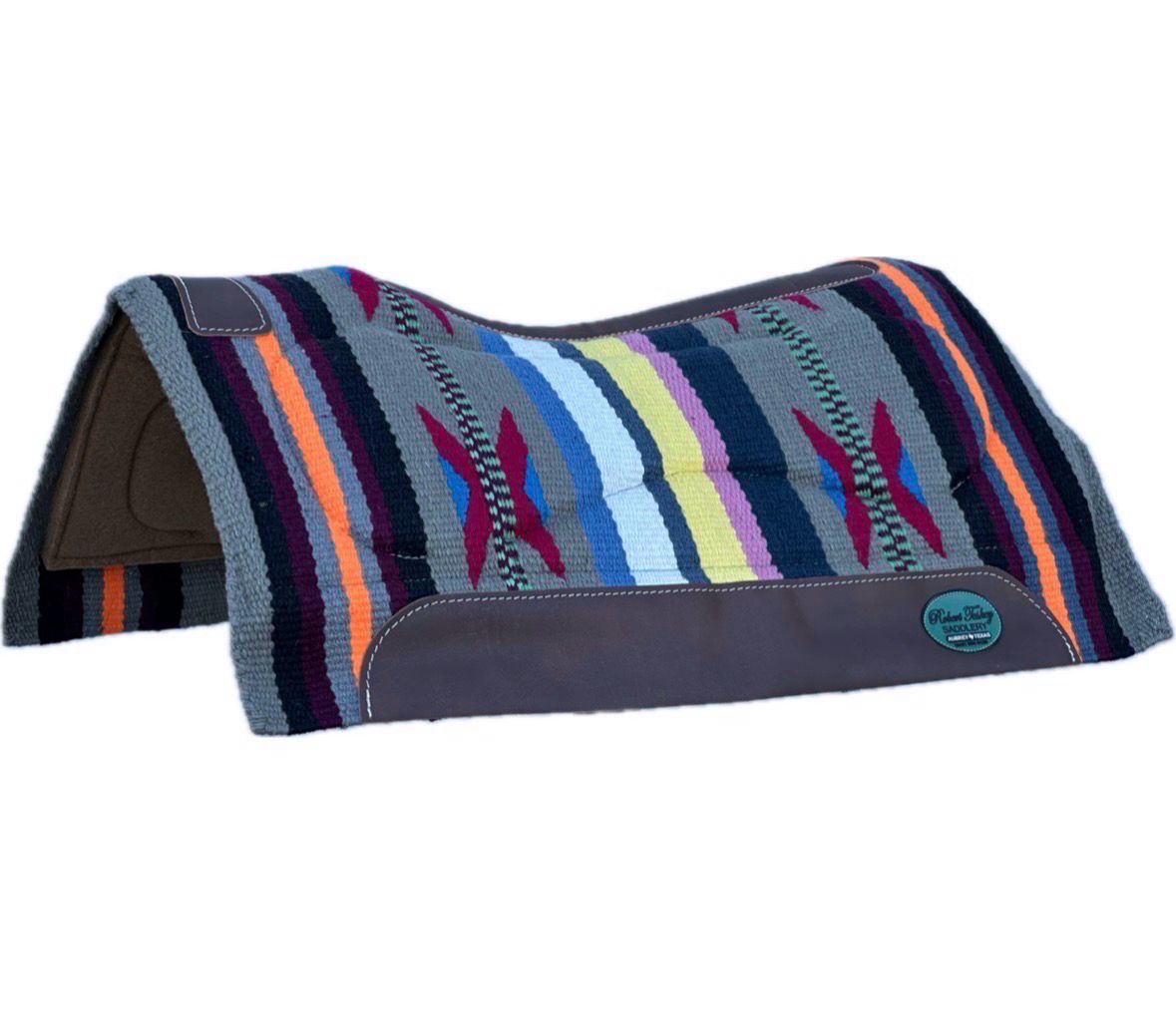 Robert Teskey Moisture Wicking 100 % Wool Gel Saddle Blanket Size: 36”x 34” Brown Wear Leathers and Leather Spine Medium Grey