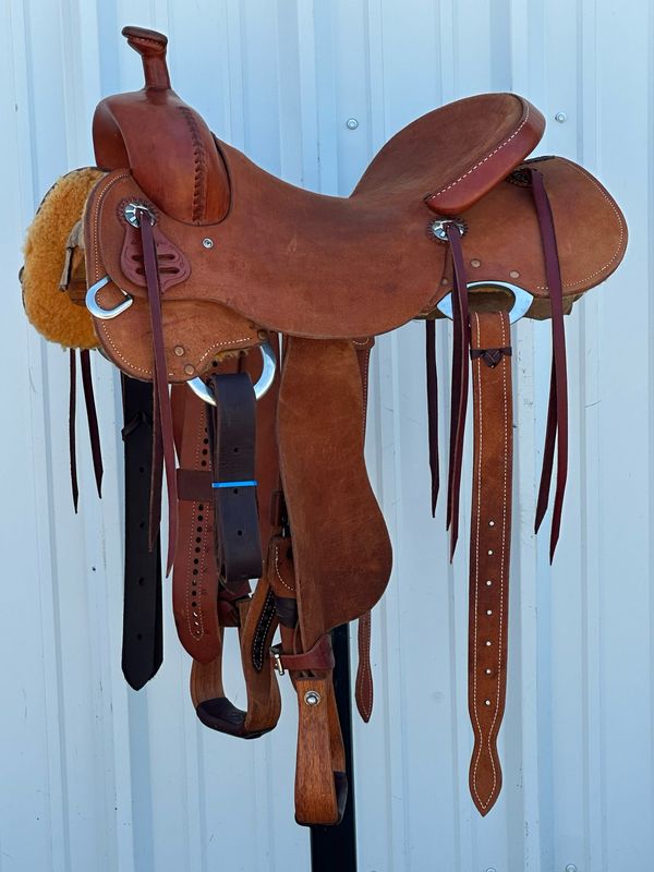 Stuart Rybak Light Weight Cow Horse Saddle with a 15 3/4-inch Rough Out Seat Medium Finish