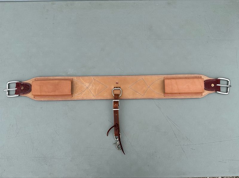 Back Flank Rough Out Stitched With Latigo Cinch Connector Strap Light Finish
