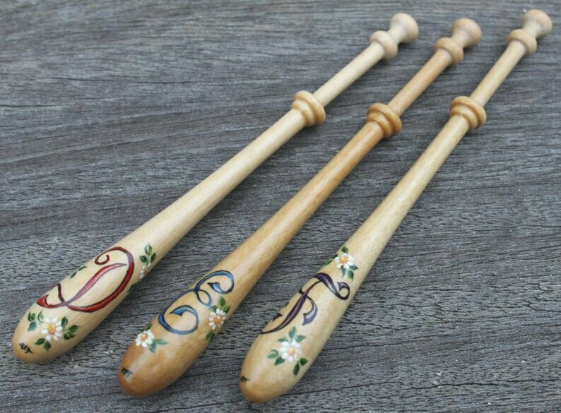 Painted Bayeux Guatambu Lace Bobbin - Choice of Monogram and Colour