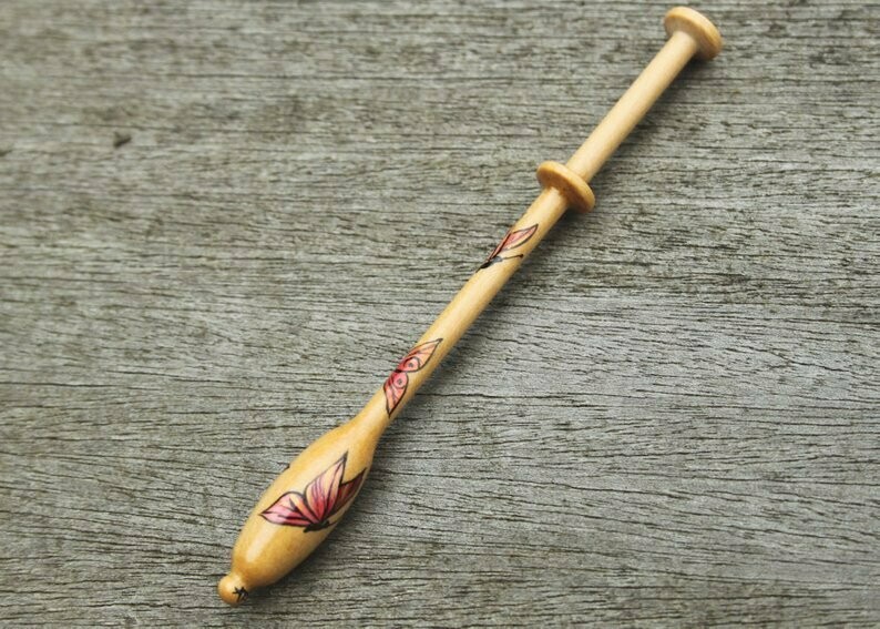 Painted Binche Guatambu Lace Bobbin - A Kaleidoscope of Butterflies