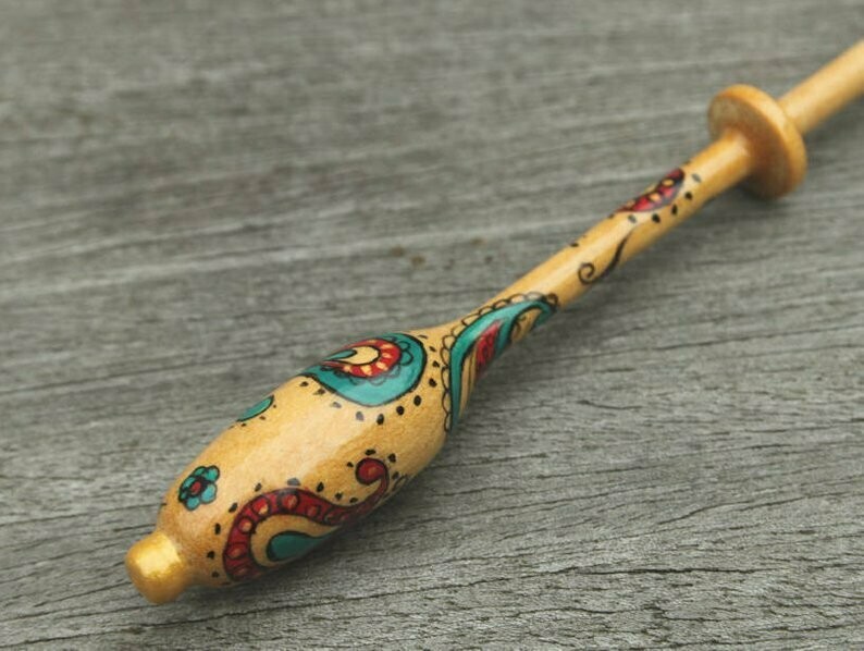 Painted Bruge Guatambu Lace Bobbin - Paisley Design