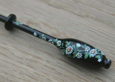 Painted Bruge Ebony Lace Bobbin - Spiral of Daisies