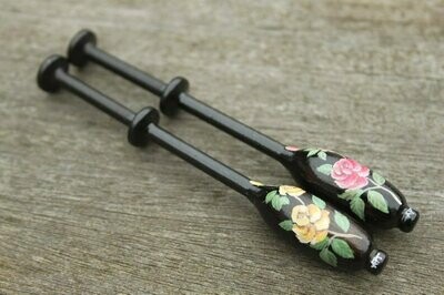 Painted Bruge Ebony Lace Bobbin - Spray of Roses - choice of colour