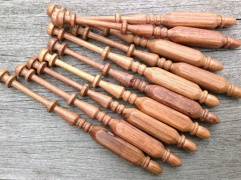 Square (Long) Madagascar Rosewood Lace Bobbins - Pack of ten