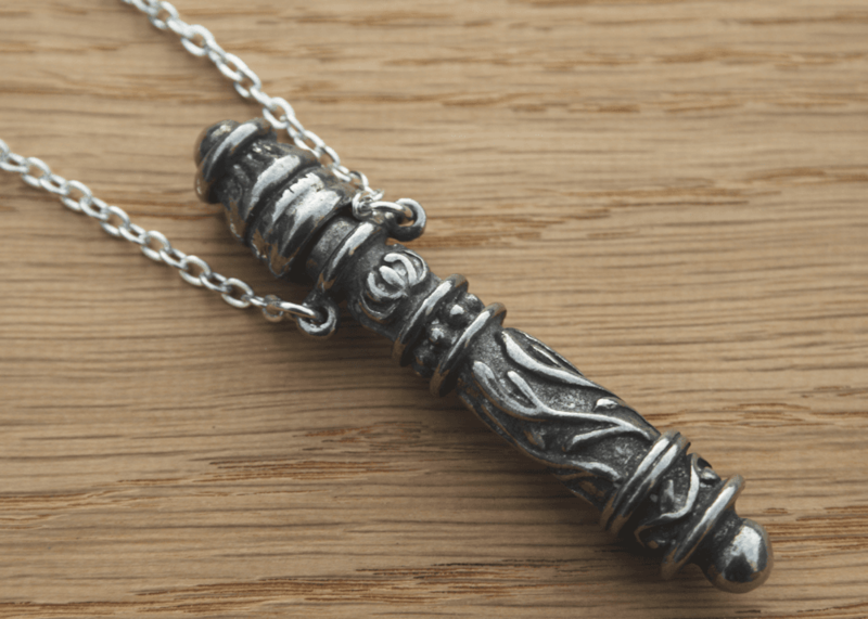 Needle Case Chatelaine with Pewter Norwegian design and Chain