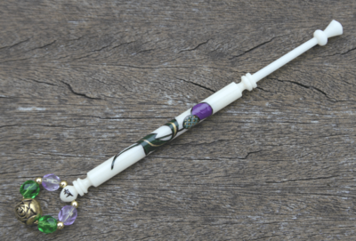 Painted Midland Bone Lace bobbin - Stylised Scottish thistle design