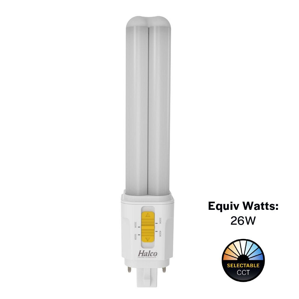 LED Double Tube Omni-Directional Plug-In Lamp G24Q 4-Pin Base 3000K-3500K-4000K-5000K 9.5 Watt (26W Equivalent) Hybrid Type A (Electrical Ballast and Magnetic Ballast) - Type B, Dimmable