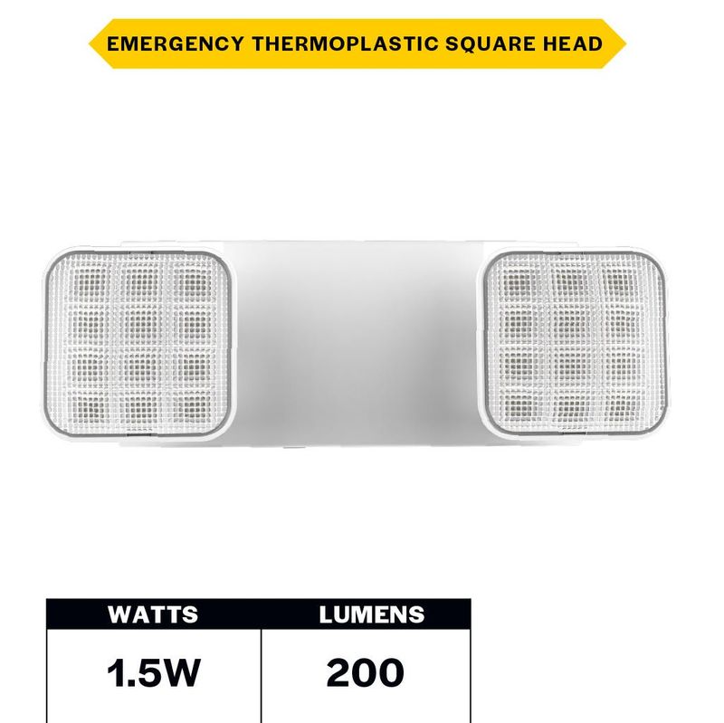 Emergence Series Emergency Unit White Adjustable Thermoplastic Square Heads 90-min Battery Bkup Emergence Series Emergency Unit White Adjustable Thermoplastic Square Heads 90-min Battery Bkup