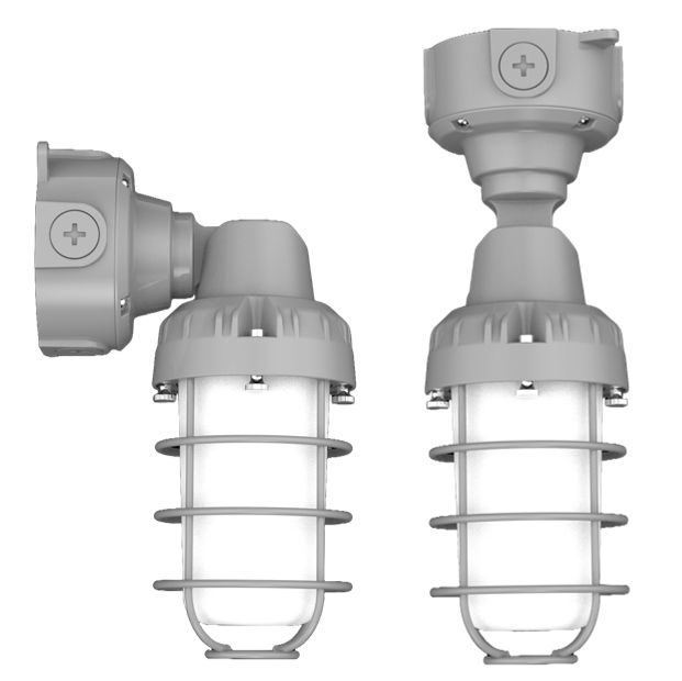 Vaportight Adjustable Arm Jelly Jar 10W or 20W 4000K or 5000K Field Selectable Watts & Color Temp 120-277VAC Gray Die-Cast Body Silicone Gasketing Dimmable Vaportight Adjustable Arm Jelly Jar 10W or 20W 4000K or 5000K Field Selectable Watts & Color Temp 120-277VAC Gray Die-Cast Body Silicone Gasketing Dimmable