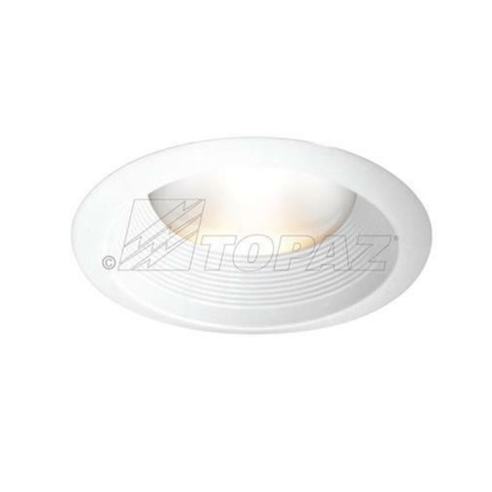 Topaz 6in Can Trim Socket Supporting Gloss White Baffle with White Ring, Airtight, Torsion Springs, for Floating Medium Base Socket Uses R40, PAR38 Lamps or LED Equiv Topaz 6in Can Trim Socket Supporting Gloss White Baffle with White Ring, Airtight, Torsion Springs, for Floating Medium Base Socket Uses R40, PAR38 Lamps or LED Equiv