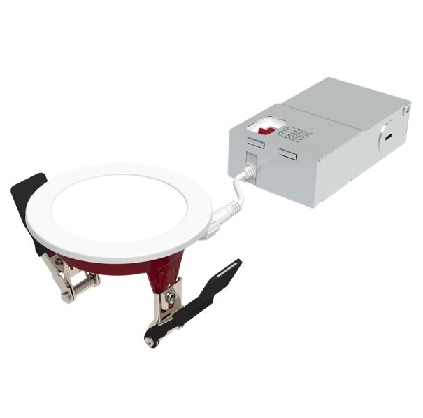 LED Fire Rated 3in Slim Downlight Color Selectable 6.5W 555 Lumen Flat Smooth Trim 120V Triac Dimmable T24