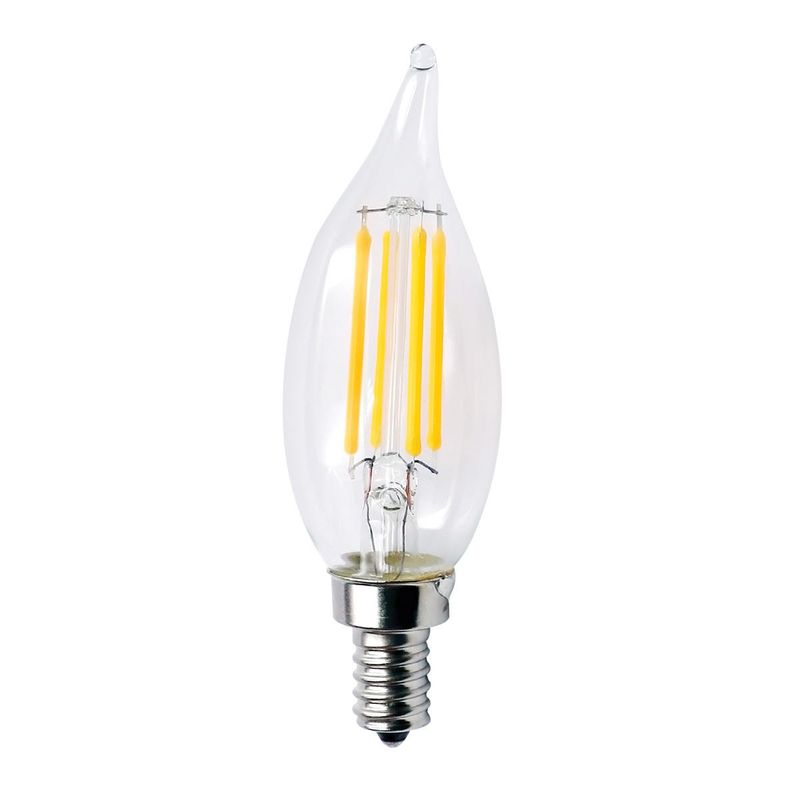 LED Chandelier (CA10) Filament Bulb Clear Candelabra (E12) Base 120V 350 Lumen 15000 hours 82 CRI Dimmable