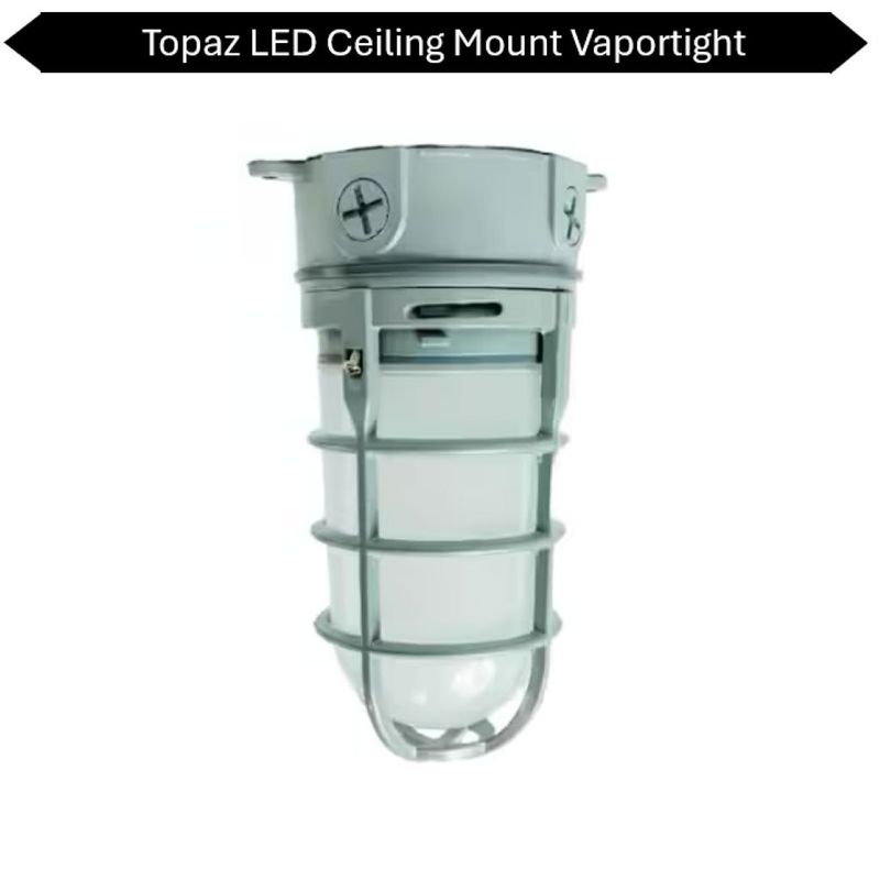 Topaz LED Vaportight Ceiling Mount Fixture 15W 850lm 4K 120V Gray Indoor/Outdoor Topaz LED Vaportight Ceiling Mount Fixture 15W 850lm 4K 120V Gray Indoor/Outdoor