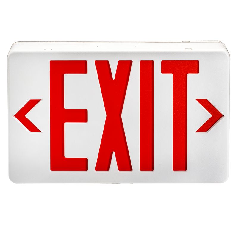 Topaz White LED Exit Sign with Red Legend 90-min Battery Backup Single or Double Face Thermoplastic Topaz White LED Exit Sign with Red Legend 90-min Battery Backup Single or Double Face Thermoplastic