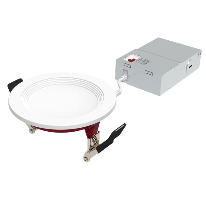 LED Fire Rated 4in Slim Downlight Color Selectable 11W 900 Lumen Textured Baffle Trim 120V Triac Dimmable T24