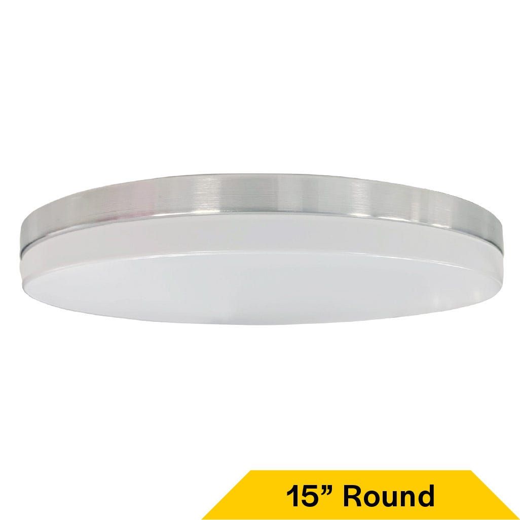Flush Mount Brushed Nickel Trim Slim Drum 15 Flush Mount Brushed Nickel Trim Slim Drum 15" Selectable CCT 27/30/35/40/50K 25W 1900LM 120V TRIAC Dimming White Plastic Lens