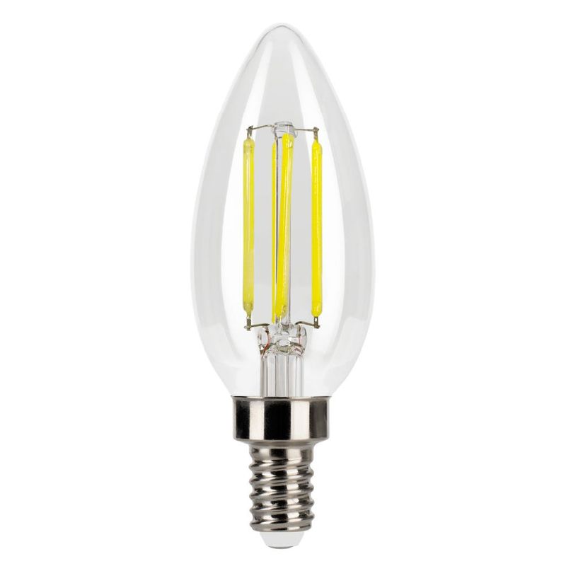 LED Filament Bullet B11 Bulb Candelabra (E12) Base 5000K 3-Step Built In Dimming 80/300/500Lum (1.5/3/5W) (60W Equiv) Clear T20 Gen-4