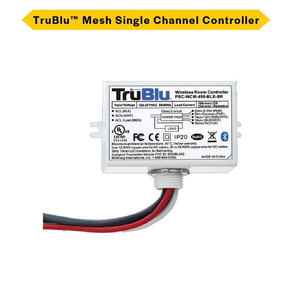 TruBlu Mesh Line Voltage Single Channel Wireless Room Controller with Integral Relay 120V--277VAC TruBlu Mesh Line Voltage Single Channel Wireless Room Controller with Integral Relay 120V--277VAC