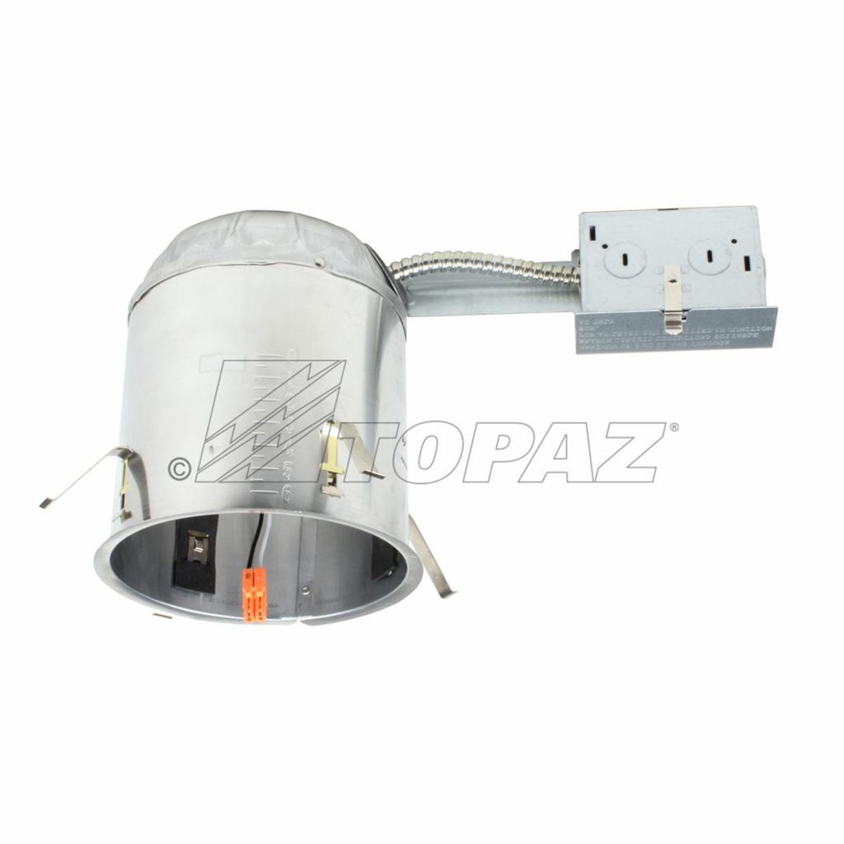 Topaz LED Can 6in Remodel IC (Insultation Contact) and AT (Air-Tight) Rated 120V with Bar Hangers and Junction Box and Quick Connect Plug (sold in Multiples of 6) Topaz LED Can 6in Remodel IC (Insultation Contact) and AT (Air-Tight) Rated 120V with Bar Hangers and Junction Box and Quick Connect Plug (sold in Multiples of 6)