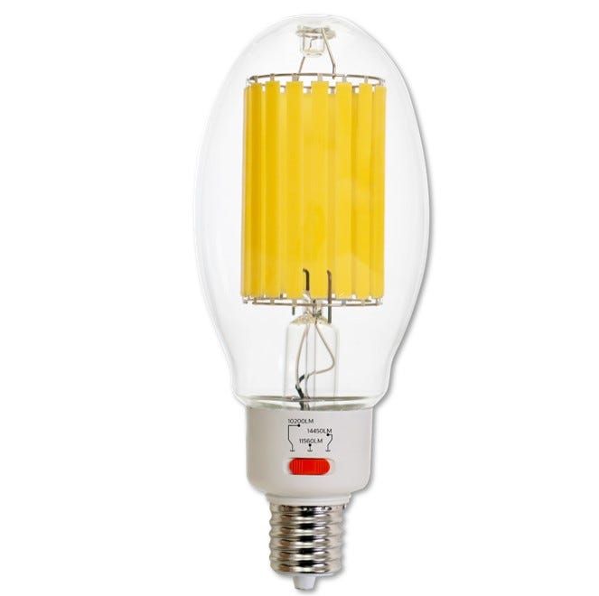 LED HID Filament ED37 Lamp 60W-85W 3000K Selectable Lumens (10200/11560/14450) EX39/E39 Base
