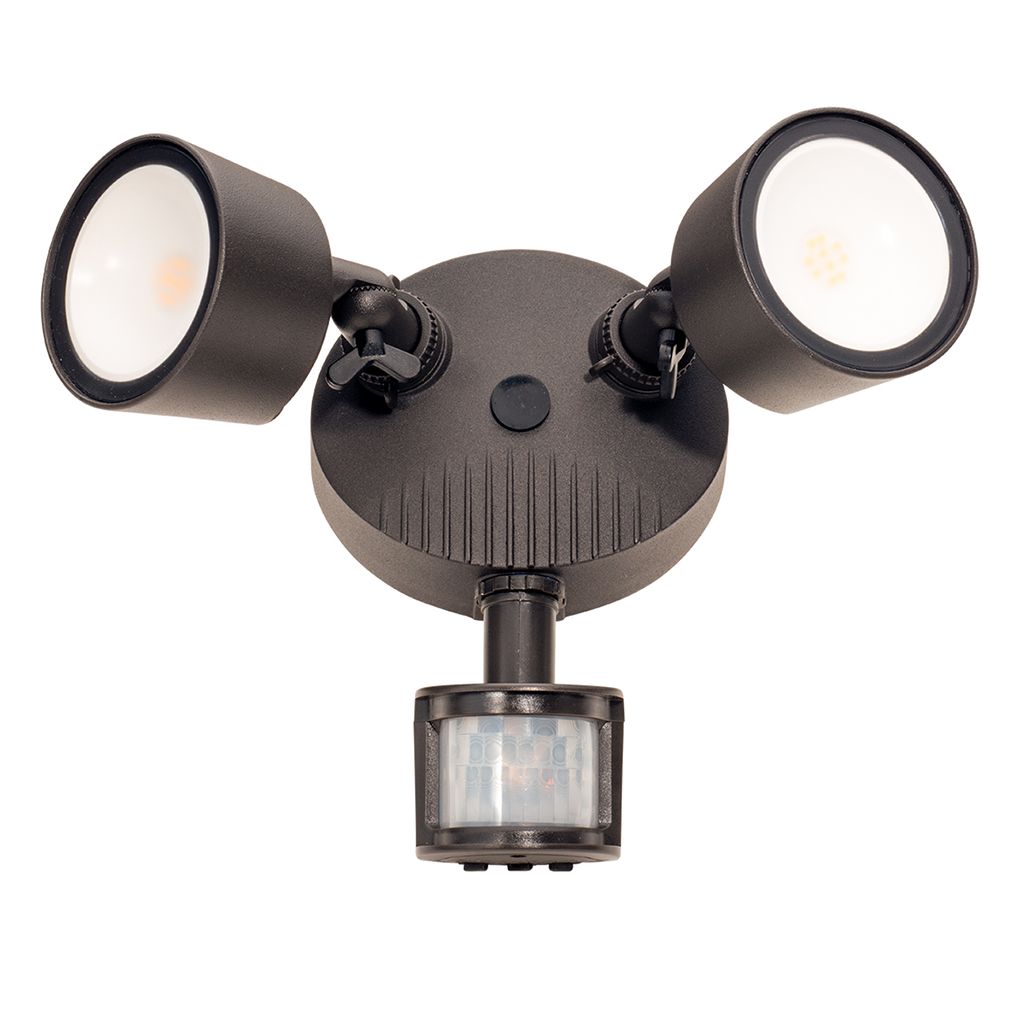 Topaz 24W Security 2-Head Flood Light 4000K Bronze with Motion Sensor